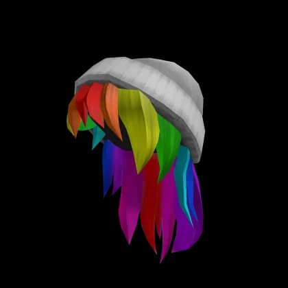 White Beanie with Rainbow Hair